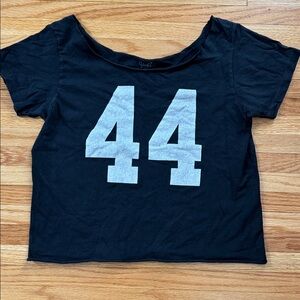 John Galt Brandy Melville Black 44 Graphic Tee One Size Cropped Top